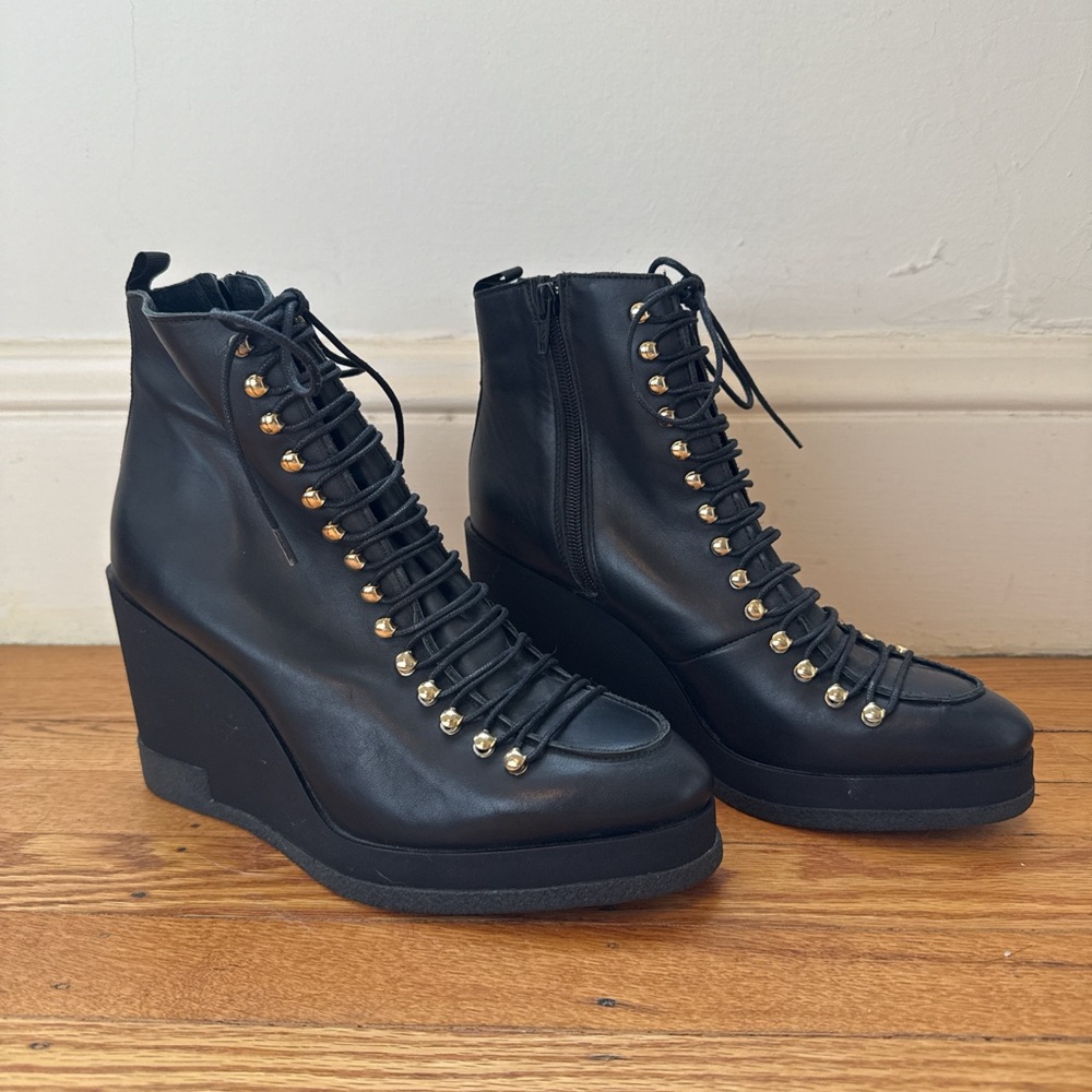 Mista London Black Leather Ankle Boots